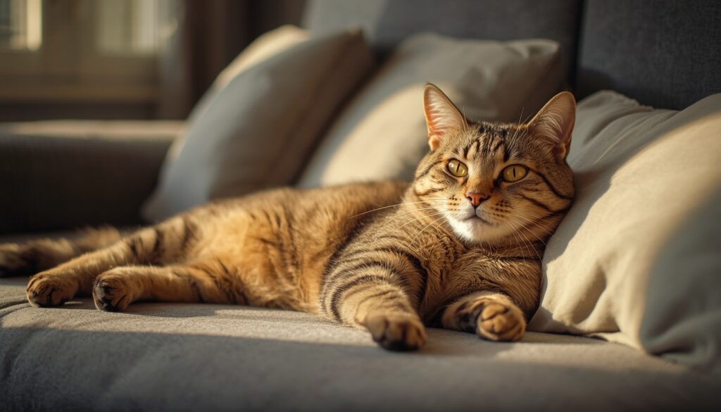 Healthy cat resting at home